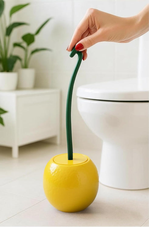 Deep & Sturdy Toilet Bowl Brush with Holder - Orange Bowl Brush - Durable Scrubbing - Toilet Cleaners - Household