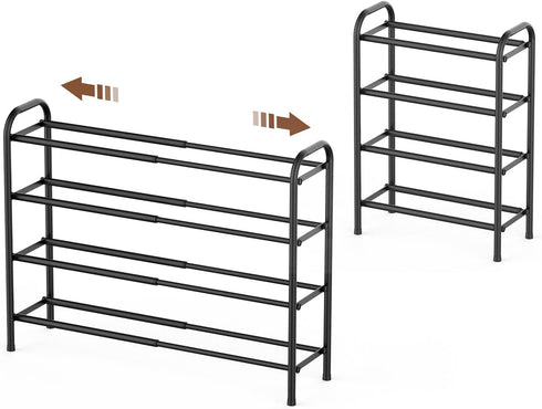 Gonfoam 4-Tier Expandable Shoe Rack,Adjustable Shoe Shelf Storage Organizer Heavy Duty Metal