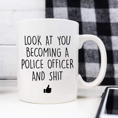 YouNique Designs Police Coffee Cup, 11 Ounce, Police Academy Graduation Gifts, Police Officer Gifts