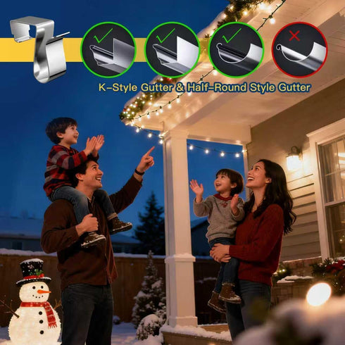 Bieyaaso Lights(50pcs) Gutter Clips for Hanging Outdoor Lights Christmas Light Gutter Clips for Outside String Lights