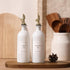 16oz Set, Set 2 (16oz HOMCDALY Olive Oil Dispenser for Kitchen, Glass Oil Bottles with Bamboo Tray, Gold Oil&Vinegar