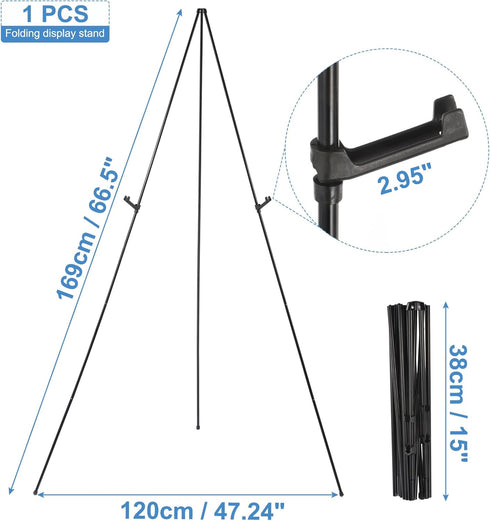 uxcell Easel Stand for Display, 66" Metal Floor Easel Stand for Wedding Sign, Adjustable Tripod Easel for Painting Canvas, Display Show, Arts, Black