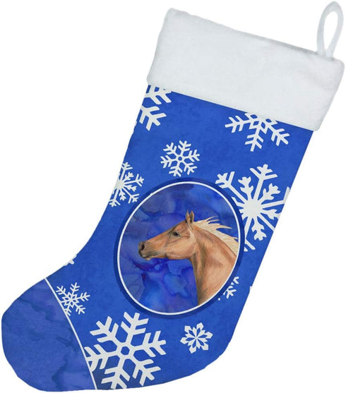 Caroline's Treasures SB3145-CS Horse Winter Snowflakes Christmas Stocking, Holiday Decor for Fireplace