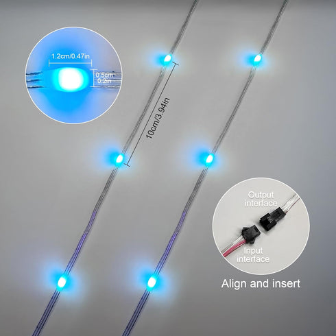 WS2812B 16.4FT 50LEDs DC5V/2A 1PC Fairy String Lights Addressable Individually RGB IC, PVC Wire for Twinkle Home Garden