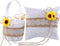 TRUE LOVE GIFT Sunflower Decor - Burlap Lace Ring Bearer Pillow and Wedding Flower Girl Basket Set