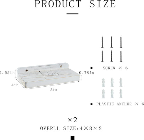 Set 2 8Inch Freezing point Small Floating Shelves for Wall of Natural Wood Mini Wall Shelf Decor Plant Display