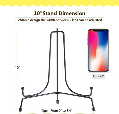 LIONWEI LIONWELI 10inch Upgraded Anti-Slip Iron Plate Display Stand, Black (2 Pack)