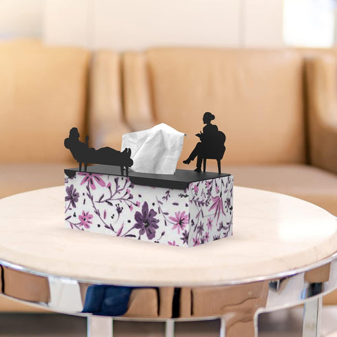 Artori Design Rectangular Tissue Box Cover in Her Treatment, Psychologist Gifts, Office Decor, Flat Box Holder