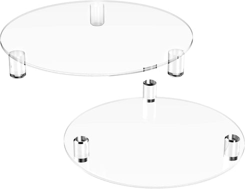 SVENJBB 10 Inch 2-Pack, Counter Decorative Acrylic Round Display Riser Clear Waterproof Pedestal Stand for Plants