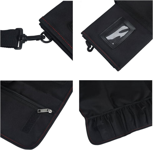 Tosnail Black Chef Knife Case Roll Bag with 21 Slots & 1 Large Zipper Pocket, Easy Carry Handle and Shoulder Strap