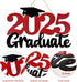 2025 Graduation Party Decorations, Wooden Sign Red Class of 2025 Photo Booth Props, 15.75x9.84 inches