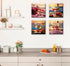 Sunset 12"X12"X4 Kitchen Decor Dining Room Wall Art Wine Glass Still Life Fruit Goblet Canvas Prints Artwork Beach