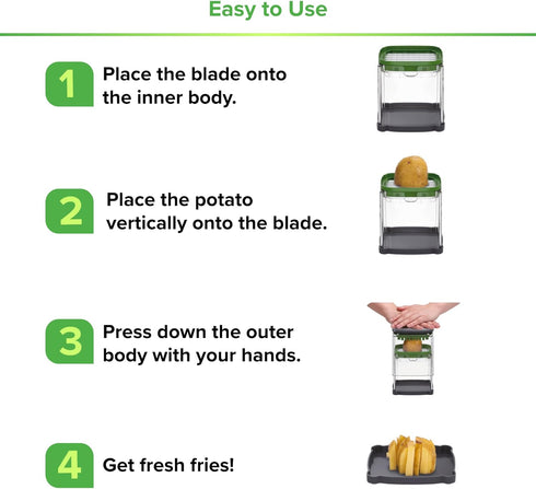 PrepNaturals 3-in-1 French Fry Cutter - Manual Potato Cutter for Fries and Vegetable Chopper