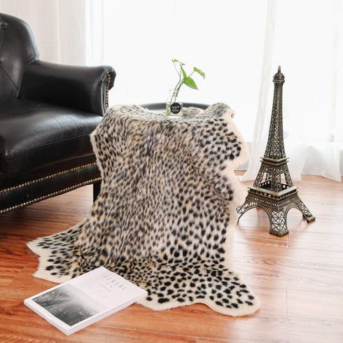 Leopard Print Rug, Cute Faux Cheetah Cowhide Skin Fur Rug, Animal Printed Area Rug for Home Office