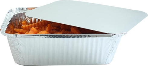 PARTY BARGAINS 5 Lb. Aluminum Foil Pans with Lids - 25 Count Set, 9 x 7 Inches Oblong Pan Food Container for Hot and