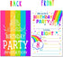 ukebobo Rainbow Happy Birthday Party Invitations for Child’s 8th Birthday – 20 Colorful Cards with Envelopes