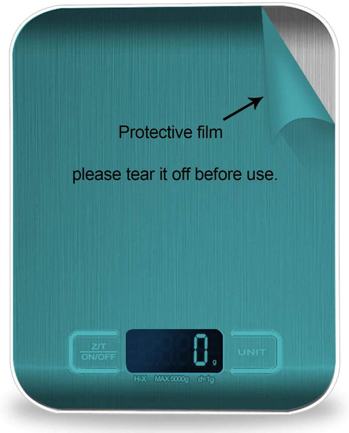 Digital Kitchen Scale, Food Scale for Meat and Baking, Up to 11 lb (1g-5KG), Silver Stainless Steel