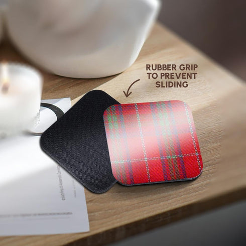 3dRose Traditional Red Tartan Pattern-Scottish Plaid with Green and Blue Checks-Soft Coasters, Set of 8