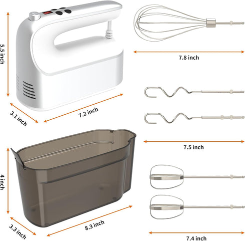CBQ Electric Hand Mixer, 9 Speed 400W Handheld Mixer with Digital Display, Touch Button, Turbo, 5 Accessories