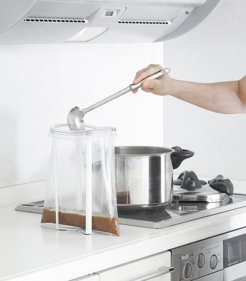 YAMAZAKI home 6784 Kitchen Multi Eco Stand, Multifunctional Plastic Bag Holder, One Size, White