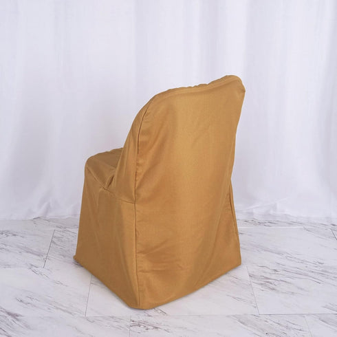 5 Efavormart PCS Gold Linen Polyester Folding Chair Covers for Dining Chairs Party Wedding Banquet Outdoor Event