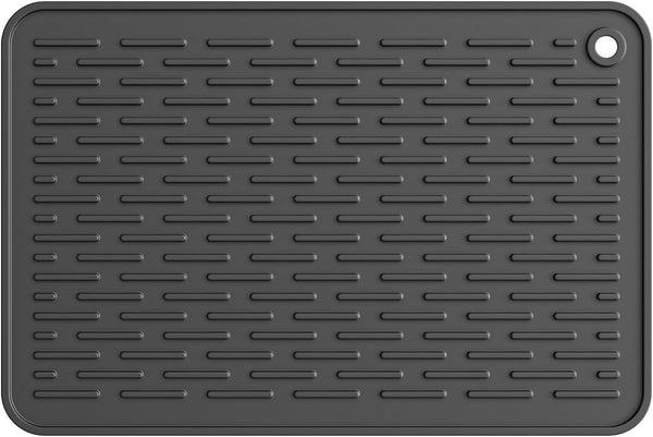 ME.FAN Silicone Dish Drying Mat for Kitchen Counter, Dish Drying Pad for Sink, 12'' x 8'' (Black)