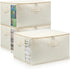 Canvas Comforters Bags, Closet Organizers and Storage for Quilts, Clothes, 75L Bins with Sturdy Zipper, Clear Window