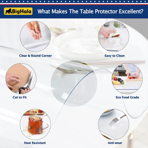30 Inch Round Clear Plastic Tablecloths Cover Furniture Dining Kitchen Coffee Table Protector Liner Thick Protective