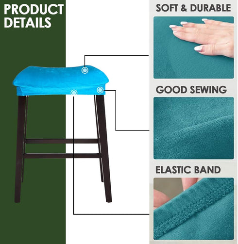 Set 2 Counter Bar Stool Cover Rectangle of Velvet Stretch Height Bar stools Slipcovers Saddle Stool Slipcover Bench