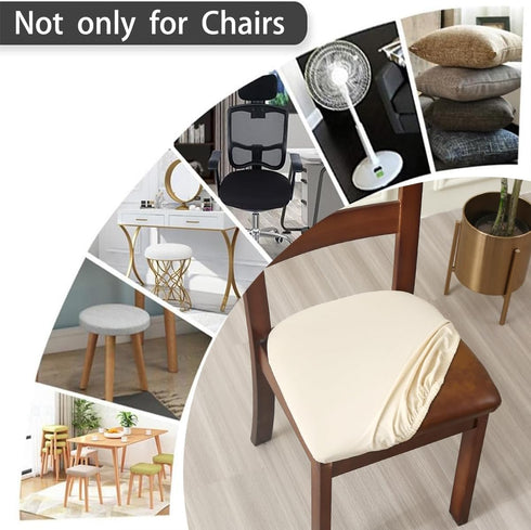 Stretch Off White Chair Covers Set of 4 for Dining Room, Removable Washable Seat Cushion Slipcovers for Kitchen Office