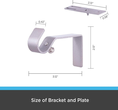 Kenney Fast Fit 5/8" Brushed Nickel No Measure Curtain Rod Brackets, 2 Count (Pack of 1)