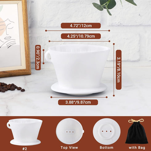 Segarty Pour Over Coffee Dripper, 1 Set White Collapsible Silicone Coffee Dripper with Storage Bag, Reusable Cone Coffee Filter Drip Holder, Single Cup Slow Brewer for Travel, Camping, Backpacking