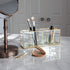 Isaac Jacobs Vintage Style Brass and Glass 4-Compartment Organizer - Makeup Brush Holder with Mirror Base (Antique Gold)