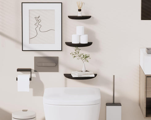 QsQueen Solid Wood Half Round Floating Wall Shelves | Elegant Floating Shelves, Elevate Your Space. Perfect for Living