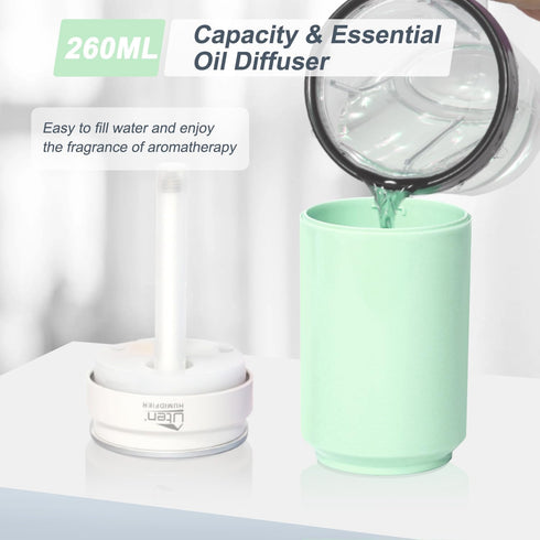 Humidifiers for Home and Plants, USB & Battery Powered Portable Humidifier with Night Light