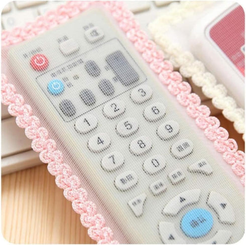 AKOAK 3 Pieces Air Conditioning Remote Control Protective Cover - Bear Lace Fabric Sheath for Home Appliances (S/M/L)