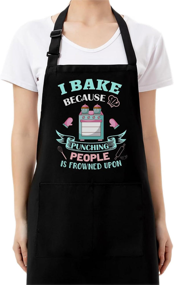 Funny Baking Gifts - Kitchen Cooking Apron with 2 Pockets, Perfect Gifts for Bakers
