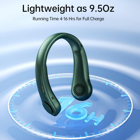JISULIFE Portable Neck Fan, Hands-Free Bladeless Fan, 5 Speeds, 4000 mAh Battery, Dark Green