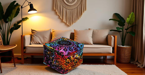 22X22X14 inches, CRAFT KALA Square Mandala Floor Pillow Cushion Cover Seating Throw Cover Hippie Decorative Bohemian