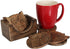 NIRMAN 6-Piece Wooden Crafted Coaster Set with Holder for Drink Bar, Tea, Coffee, and Home Decor (Owl Shape)