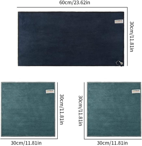 CAFEMASY Barista Cleaning Towel with Hook, Pack of 3pcs Soft Microfiber Cloth for Espresso Machine