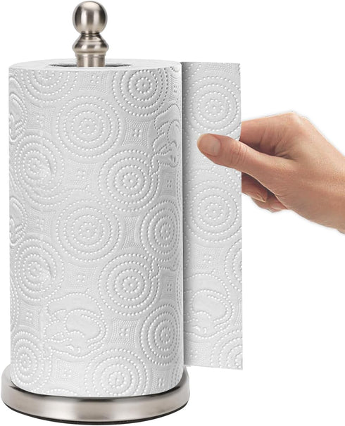 Sturdy Paper Towel Holder Stand, Brushed Nickel Countertop Roll Holder for Kitchen, Durable and Stylish