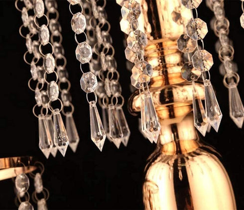 13"- 2pcs) Metal Wedding Centerpieces for Table, Crystal Flower Stands, Wedding Road Lead Flower Holders, Crystal