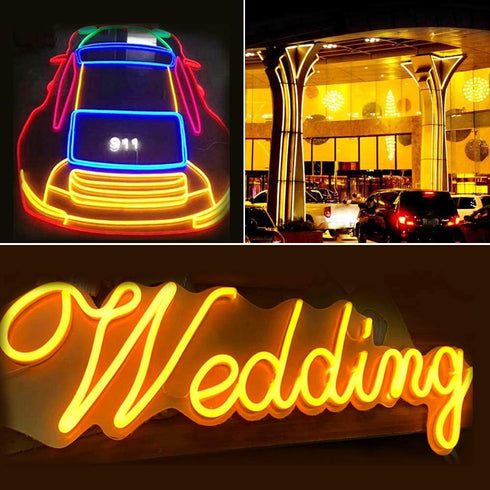 YM E-Bright 12V Led Neon Strip Lights - 16.4Ft Waterproof Flexible Silicone Rope for Indoor Outdoor Holiday Decoration