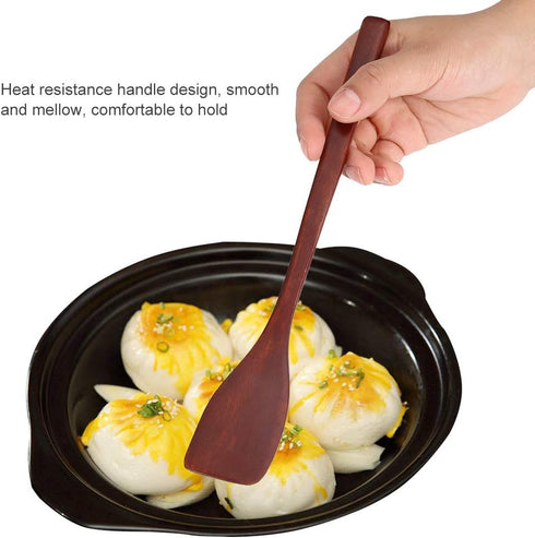 Mini Wooden Spatula, 9.7 Inch Nonstick Heat Resistant Turner for Cooking and Baking (Dark Red)