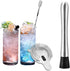 SENHAI Stainless Steel Cocktail Muddler, Spiral Mixing Spoon & 4-Prong Bar Strainer - Bartender's Tool Set