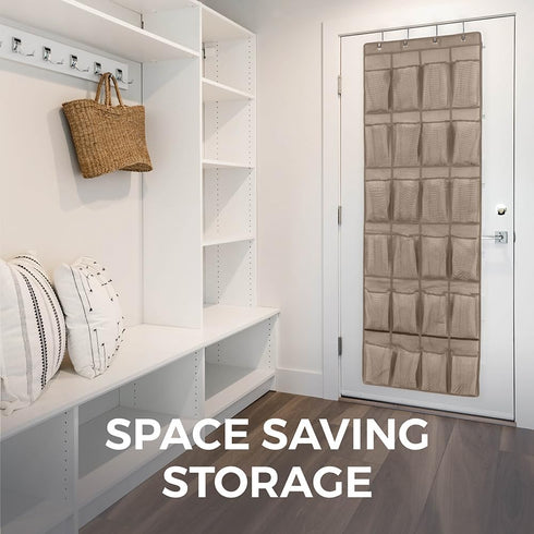 24 Closet Closets, 40 lbs HOME GENIE Over the Door Hanging Shoe Organizer, Breathable Mesh Pockets, Rack Storage