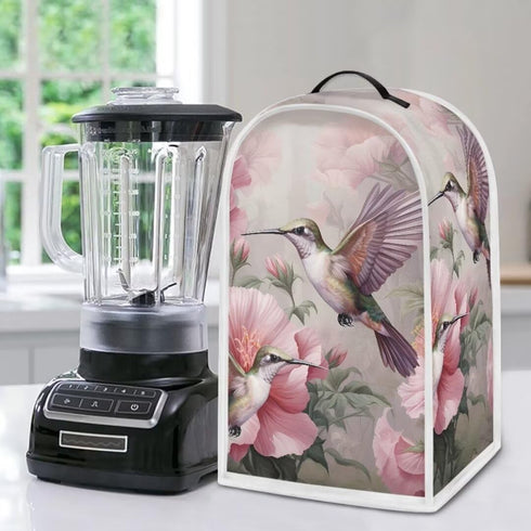 Hummingbird Floral Blender Dust Cover for Kitchen Stand Mixer or Coffee Maker, Polyester Dust Proof with Top Handle