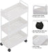 Rolling Storage Cart | 3 Tier Organizer Mobile Shelving Unit with Wheels for Kitchen, Bathroom, Laundry, White
