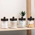 Amolliar Farmhouse Decor Qtip Holder Dispenser for Cotton Swabs,Balls, Cotton Pads, Floss - Clear Plastic Apothecary Jar for Bathroom Canister Storage, Vanity Countertop Makeup Organizer-Bronze (4) by Amolliar
